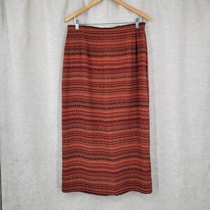 Vintage Silk Striped Rust Orange and Black Women's Skirt Southwest Boho